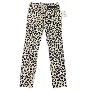 Zara 2620/185/070 new womens black white blue mid rise leopard print pants Xs